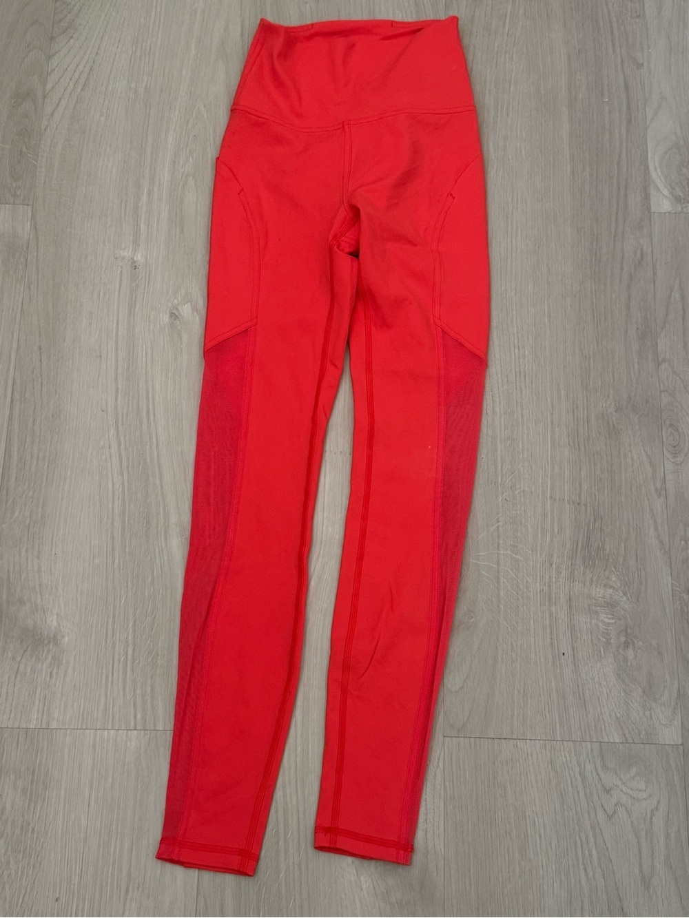 Lululemon Train Times High Rise Mesh Leggings Bright Coral Red Size 4